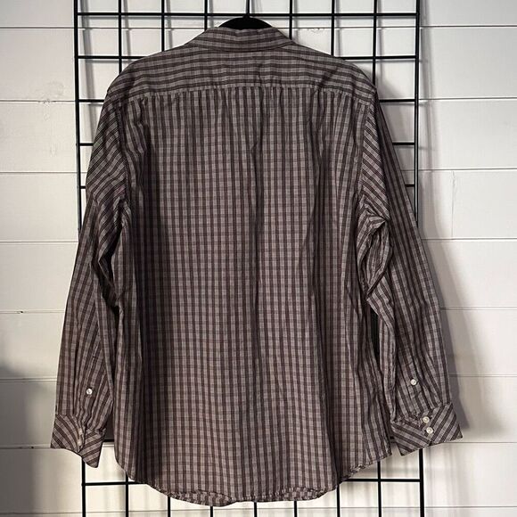 VTG Structure LS Button Up Plaid Shirt Mens XL Brown Premium Woven Y2K - Picture 4 of 8